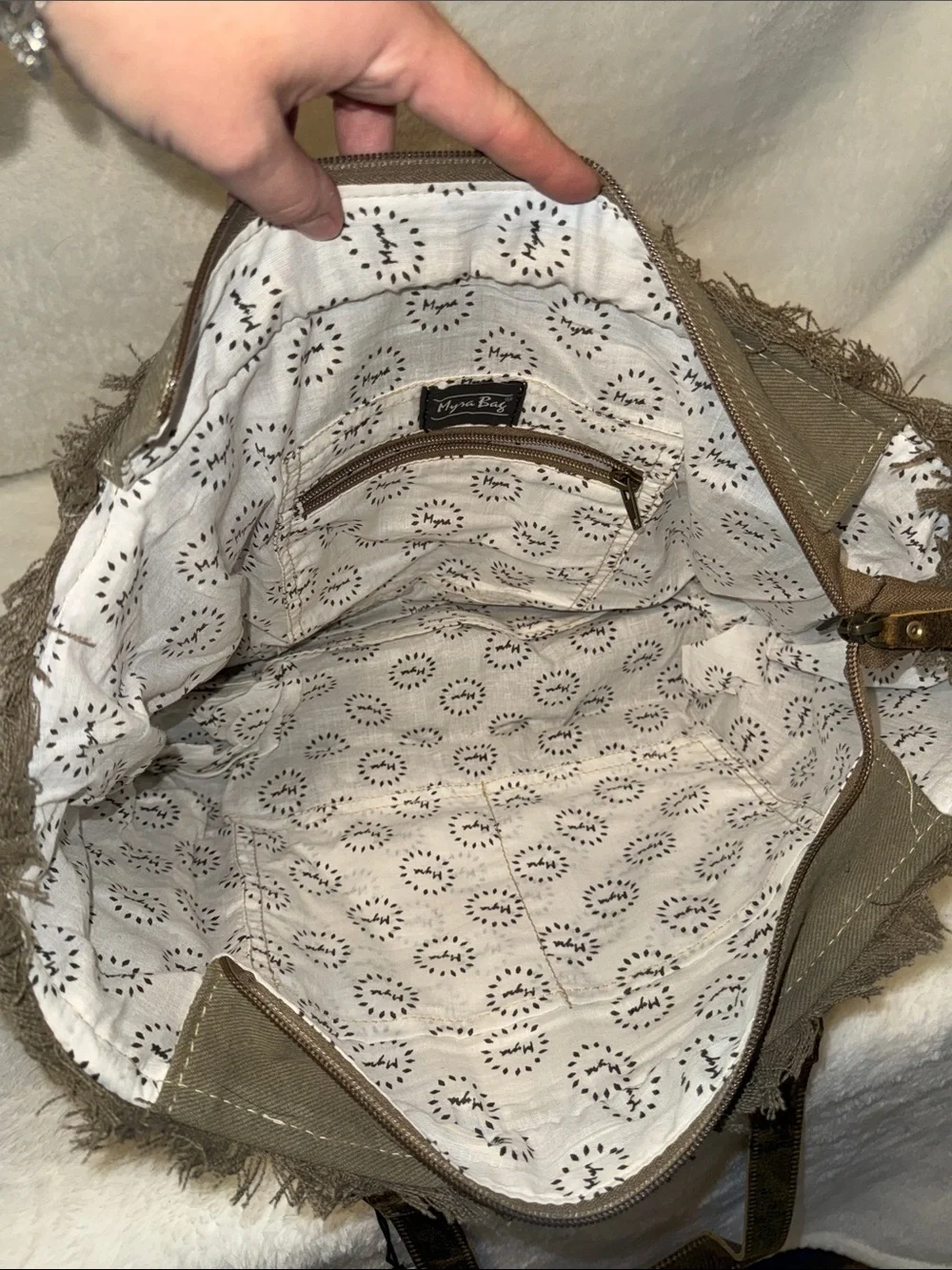 Myra Bag Brown & Cream Woven Tribal Tote - Picture 6 of 12